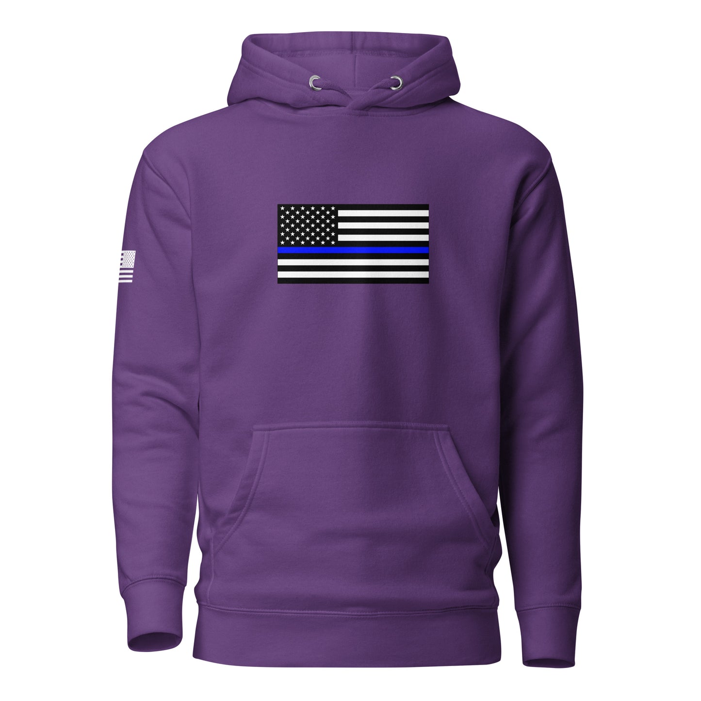 Thin Blue Line Flag | Premium Cotton Hoodie Cotton Hoodie Gun Beaver Purple S 