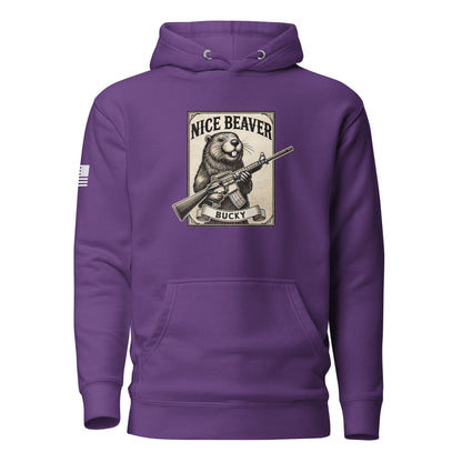 "Nice Beaver!" | Premium Cotton Hoodie Cotton Hoodie Gun Beaver Purple S 