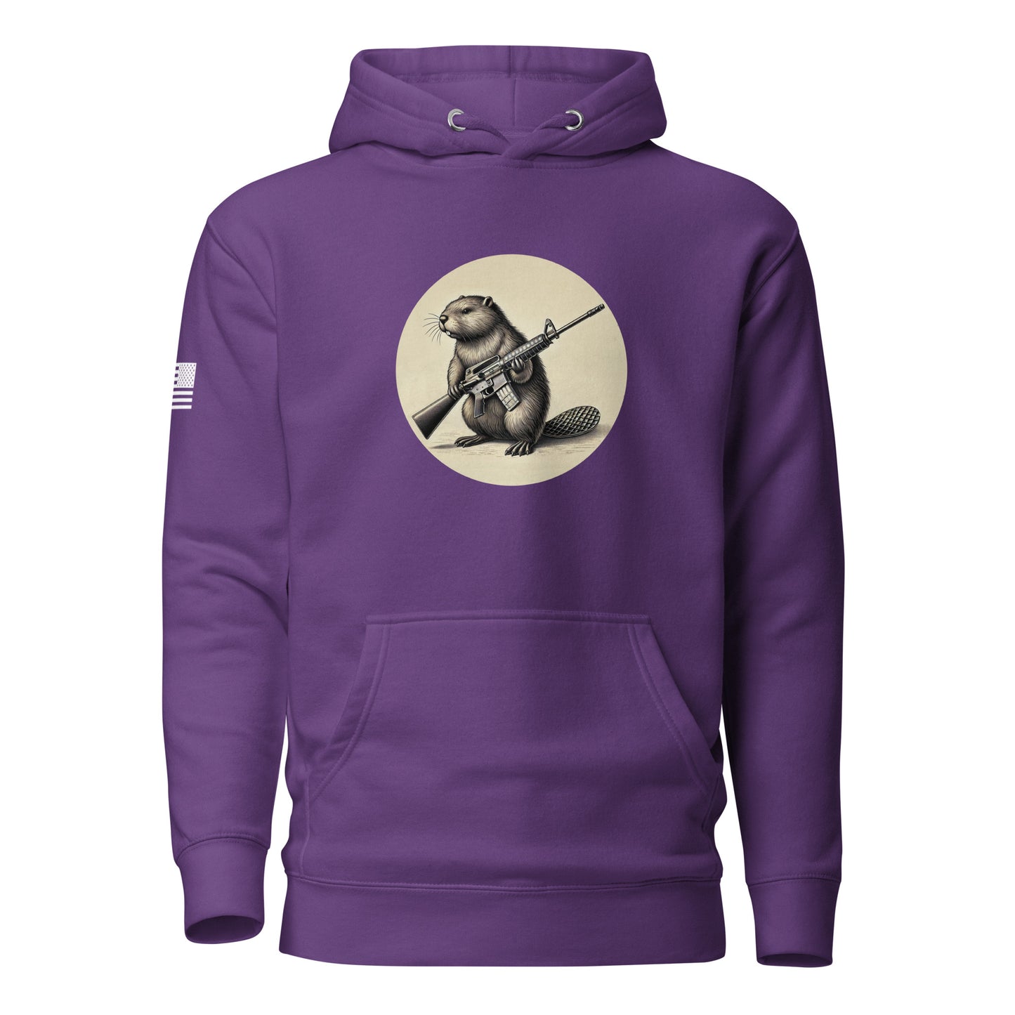 Strapped Beaver | Premium Cotton Hoodie Cotton Hoodie Gun Beaver Purple S 