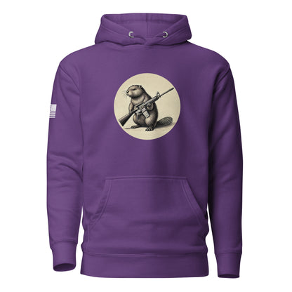 Strapped Beaver | Premium Cotton Hoodie Cotton Hoodie Gun Beaver Purple S 