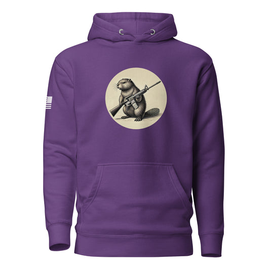 Strapped Beaver | Premium Cotton Hoodie Cotton Hoodie Gun Beaver Purple S 