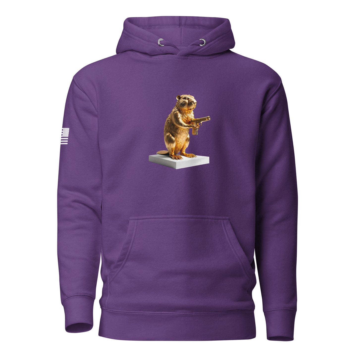 Golden Gun Beaver Trophy | Premium Cotton Hoodie Cotton Hoodie Gun Beaver Purple S 