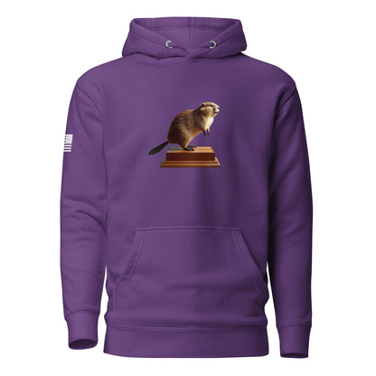 "Thank you. I just had it stuffed." Stuffed Beaver | Premium Cotton Hoodie Cotton Hoodie Gun Beaver Purple S 