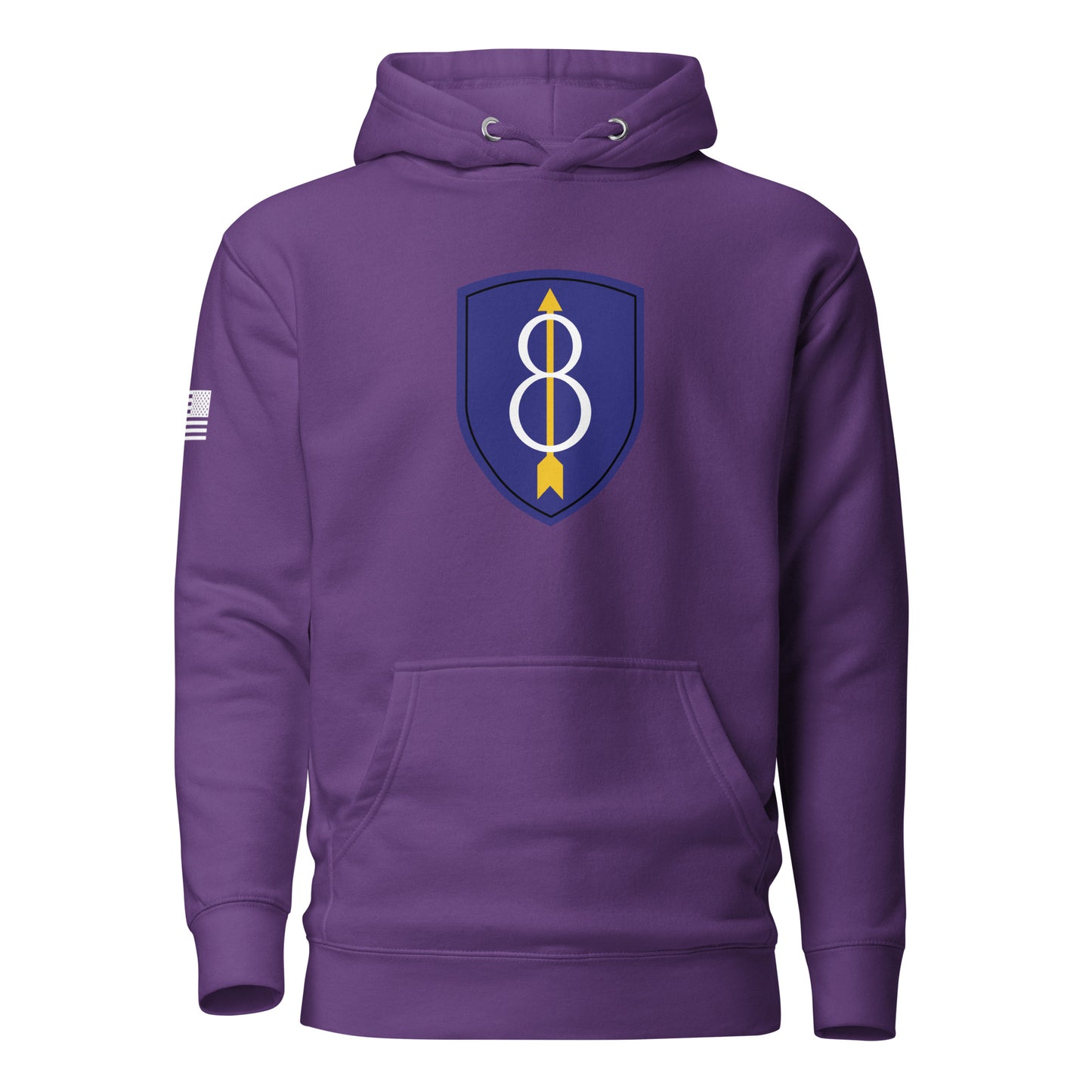 8th Infantry Division Insignia ("Pathfinder") | Premium Cotton Hoodie Cotton Hoodie Gun Beaver Purple S 