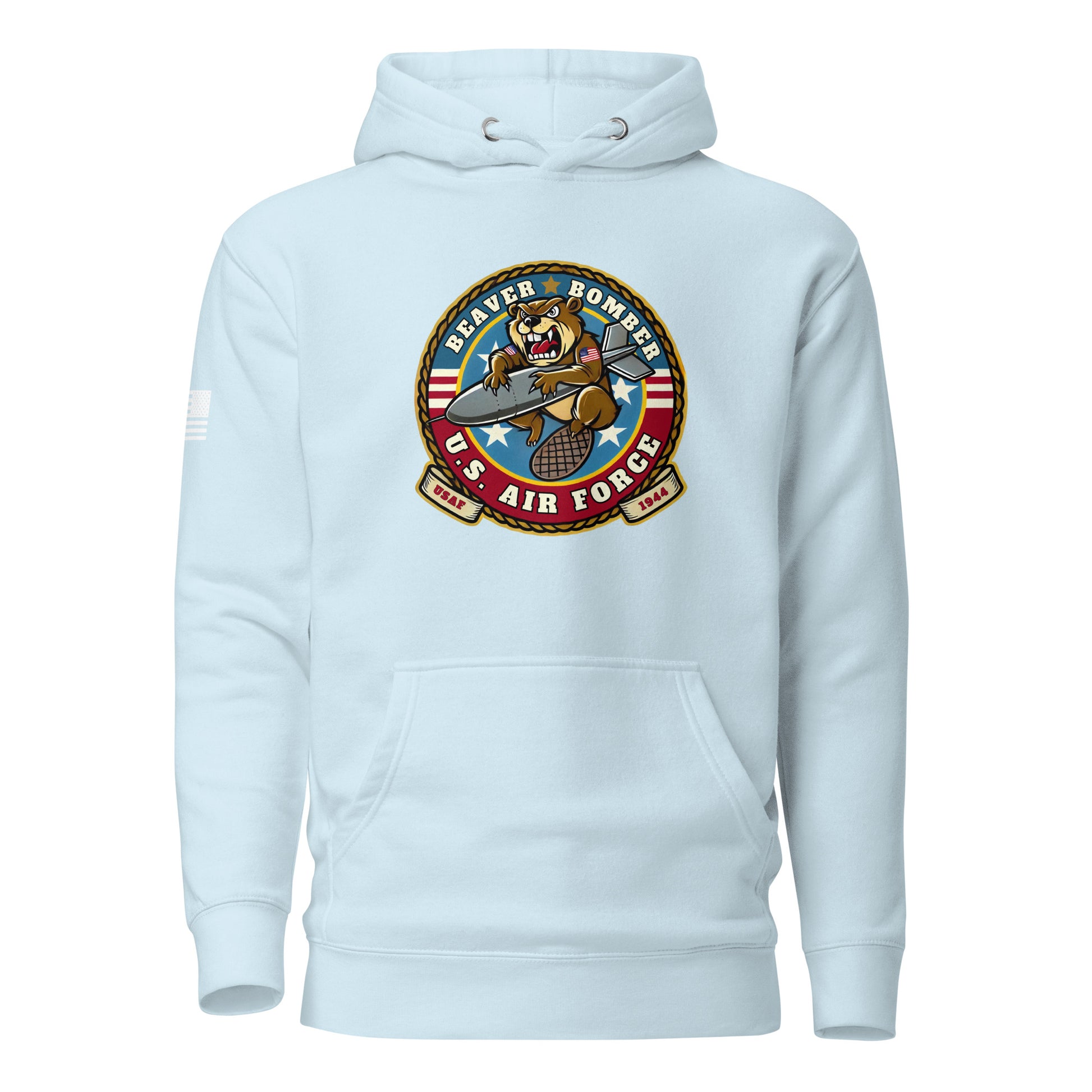 Gun Beaver Bomber Insignia | Premium Cotton Hoodie Cotton Hoodie Gun Beaver Sky Blue S 