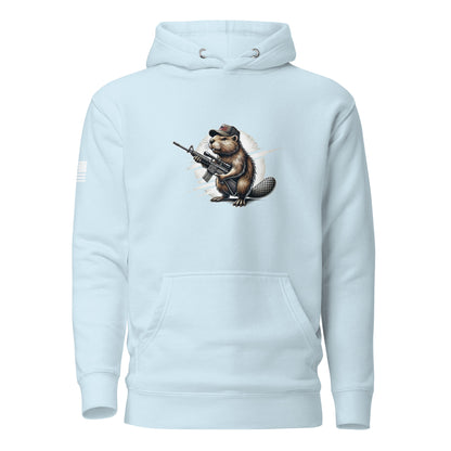 Patriotic Gun Beaver | Premium Cotton Hoodie Cotton Hoodie Gun Beaver Sky Blue S 