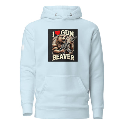 I Love Gun Beaver | Premium Cotton Hoodie Cotton Hoodie Gun Beaver Sky Blue S 