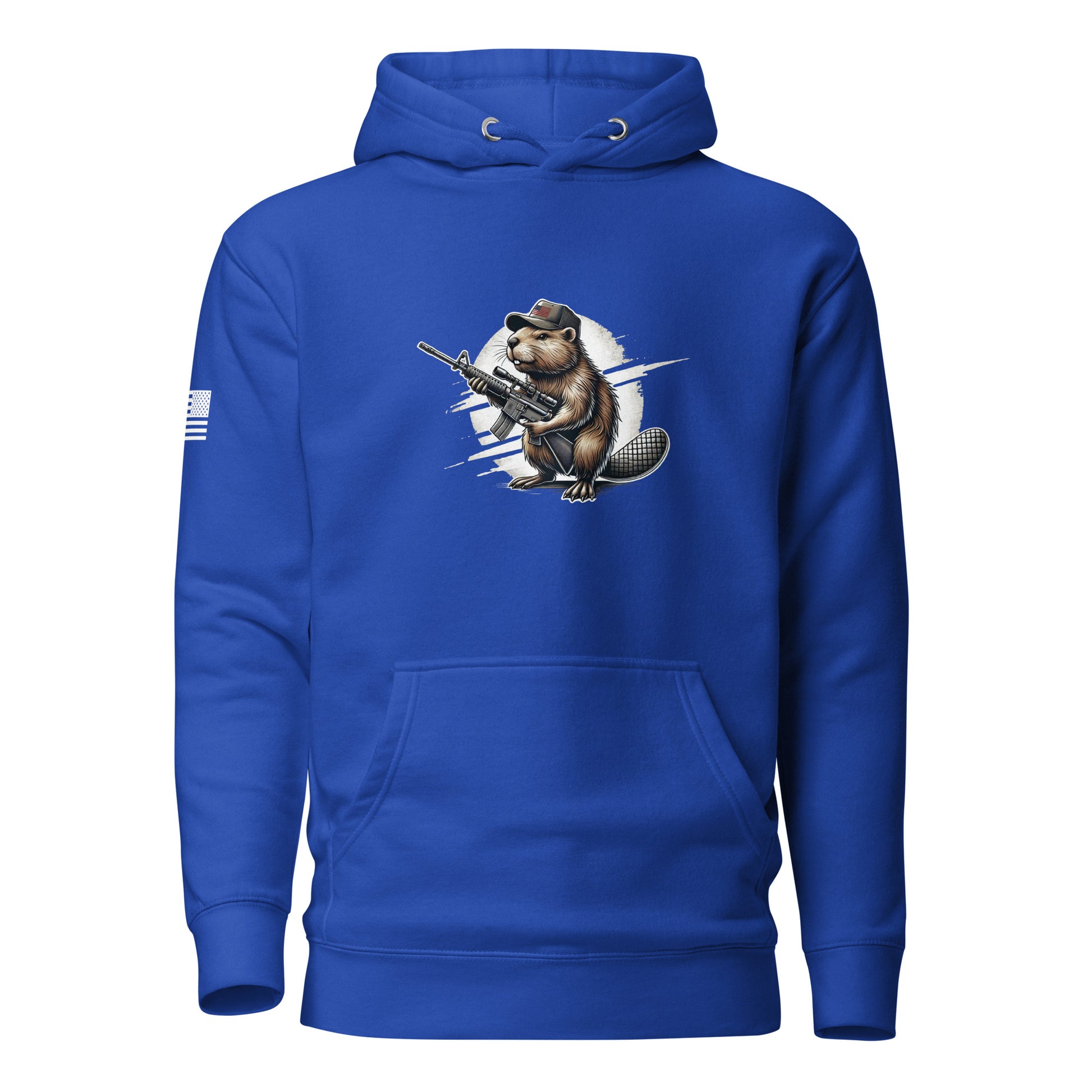 Patriotic Gun Beaver | Premium Cotton Hoodie Cotton Hoodie Gun Beaver Team Royal S 