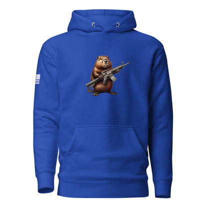 Gun Beaver Clutching Rifle | Premium Cotton Hoodie Cotton Hoodie Gun Beaver Team Royal S 