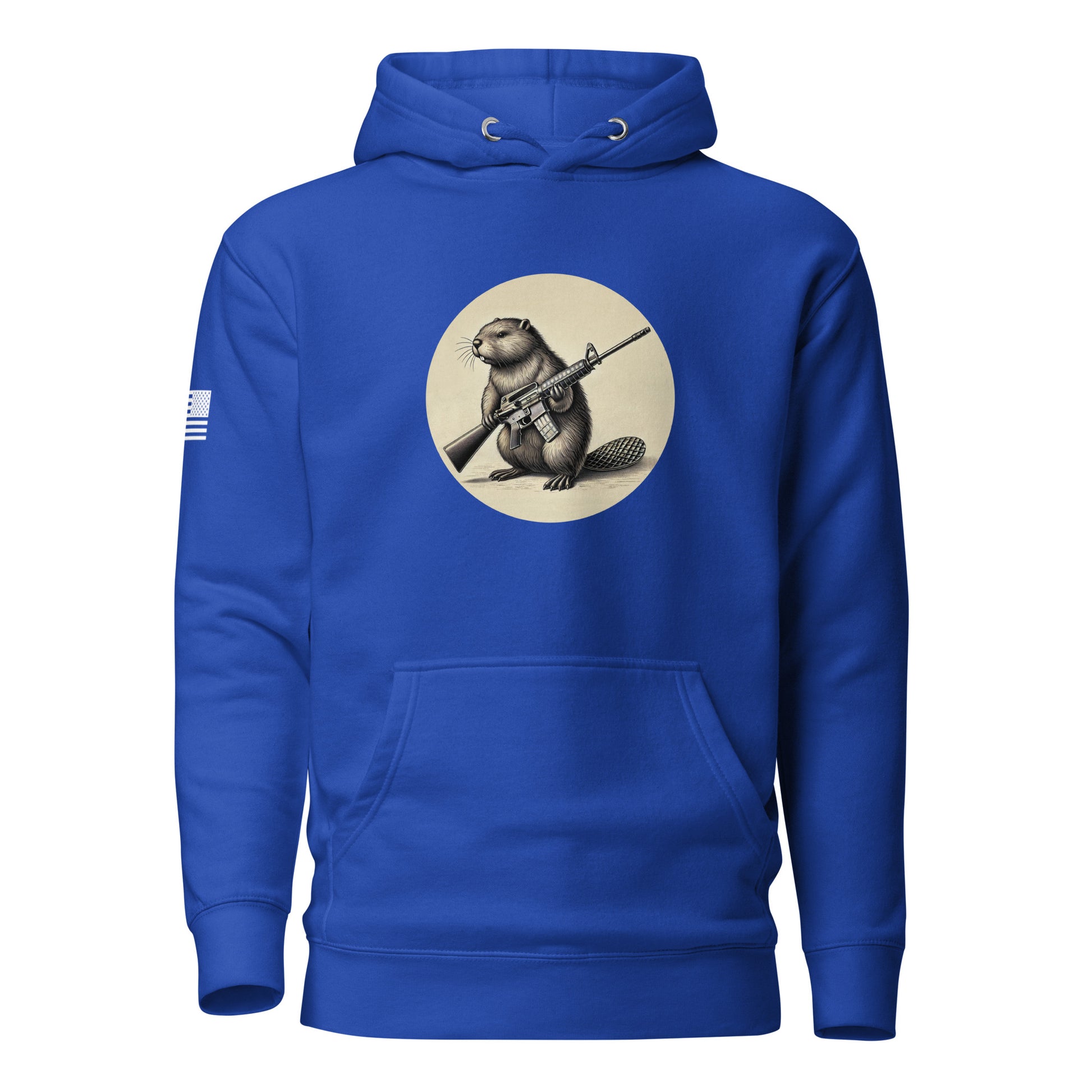 Strapped Beaver | Premium Cotton Hoodie Cotton Hoodie Gun Beaver Team Royal S 