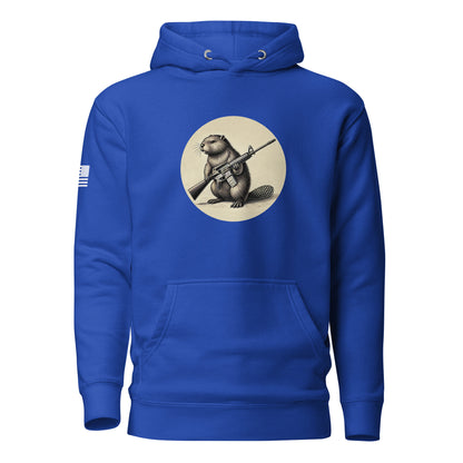 Strapped Beaver | Premium Cotton Hoodie Cotton Hoodie Gun Beaver Team Royal S 