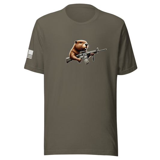 Gun Beaver Locked & Loaded | Short Sleeve Jersey T-Shirt | Bella + Canvas T-Shirt Gun Beaver Army S 