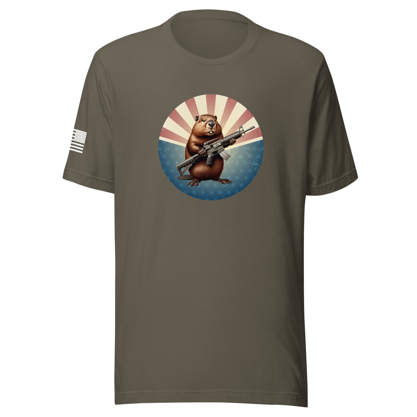 Gun Beaver Stars & Stripes | Short Sleeve Jersey T-Shirt | Bella + Canvas T-Shirt Gun Beaver Army S 