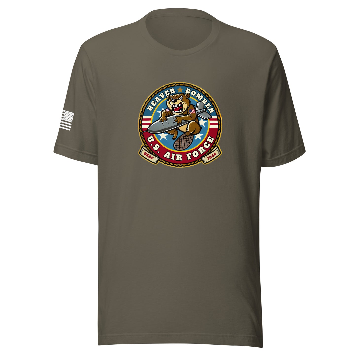 Gun Beaver Bomber Insignia | Short Sleave Jersey T-Shirt | Bella + Canvas T-Shirt Gun Beaver Army S 