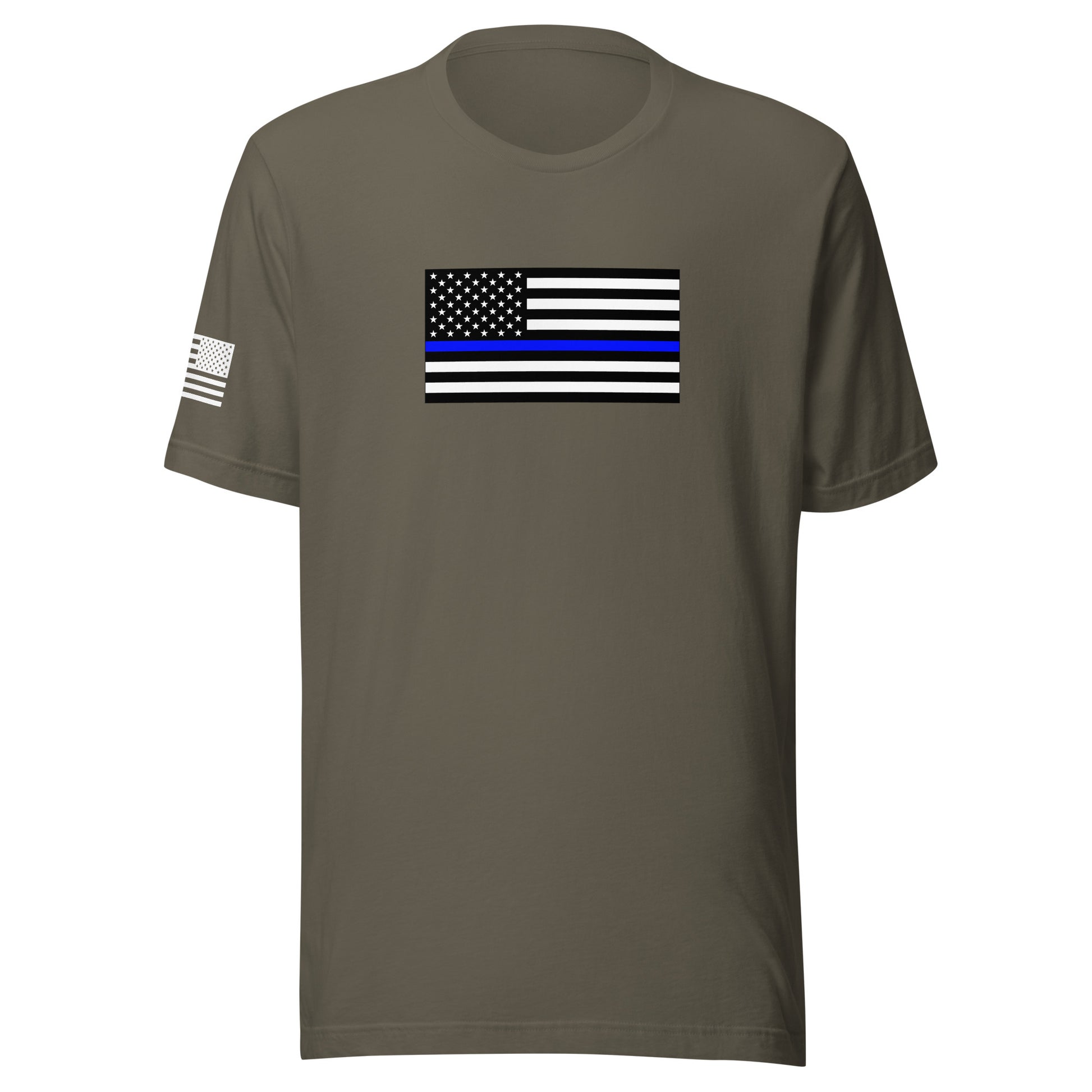 Thin Blue Line Flag | Short Sleeve Jersey T-Shirt | Bella + Canvas T-Shirt Gun Beaver Army S 