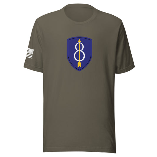 8th Infantry Division Insignia ("Pathfinder") | Short Sleeve Jersey T-Shirt | Bella + Canvas T-Shirt Gun Beaver Army S 