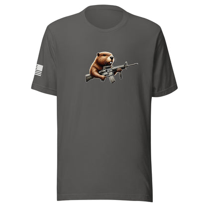 Gun Beaver Locked & Loaded | Short Sleeve Jersey T-Shirt | Bella + Canvas T-Shirt Gun Beaver Asphalt S 