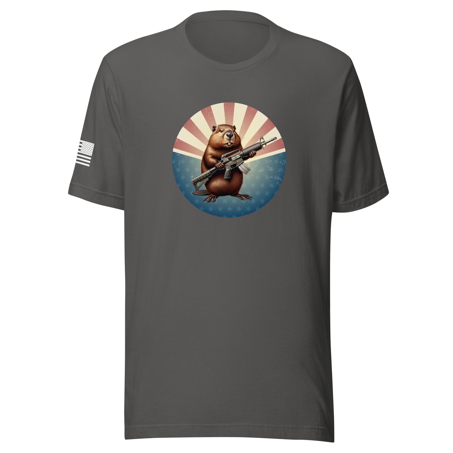 Gun Beaver Stars & Stripes | Short Sleeve Jersey T-Shirt | Bella + Canvas T-Shirt Gun Beaver Asphalt S 