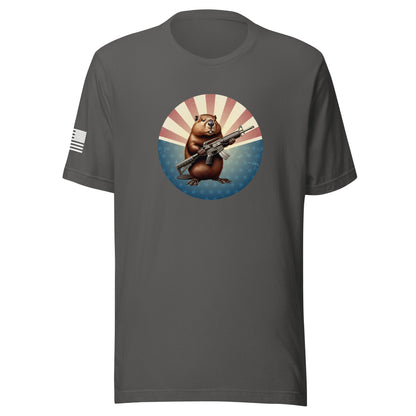 Gun Beaver Stars & Stripes | Short Sleeve Jersey T-Shirt | Bella + Canvas T-Shirt Gun Beaver Asphalt S 