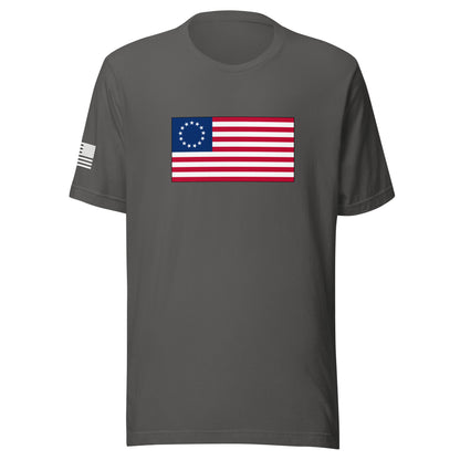 Betsy Ross Flag | Short Sleeve Jersey T-Shirt | Bella + Canvas T-Shirt Gun Beaver Asphalt S 