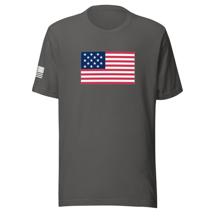 1812 Flag ("The Star-Spangled Banner") | Short Sleeve Jersey T-Shirt | Bella + Canvas T-Shirt Gun Beaver Asphalt S 