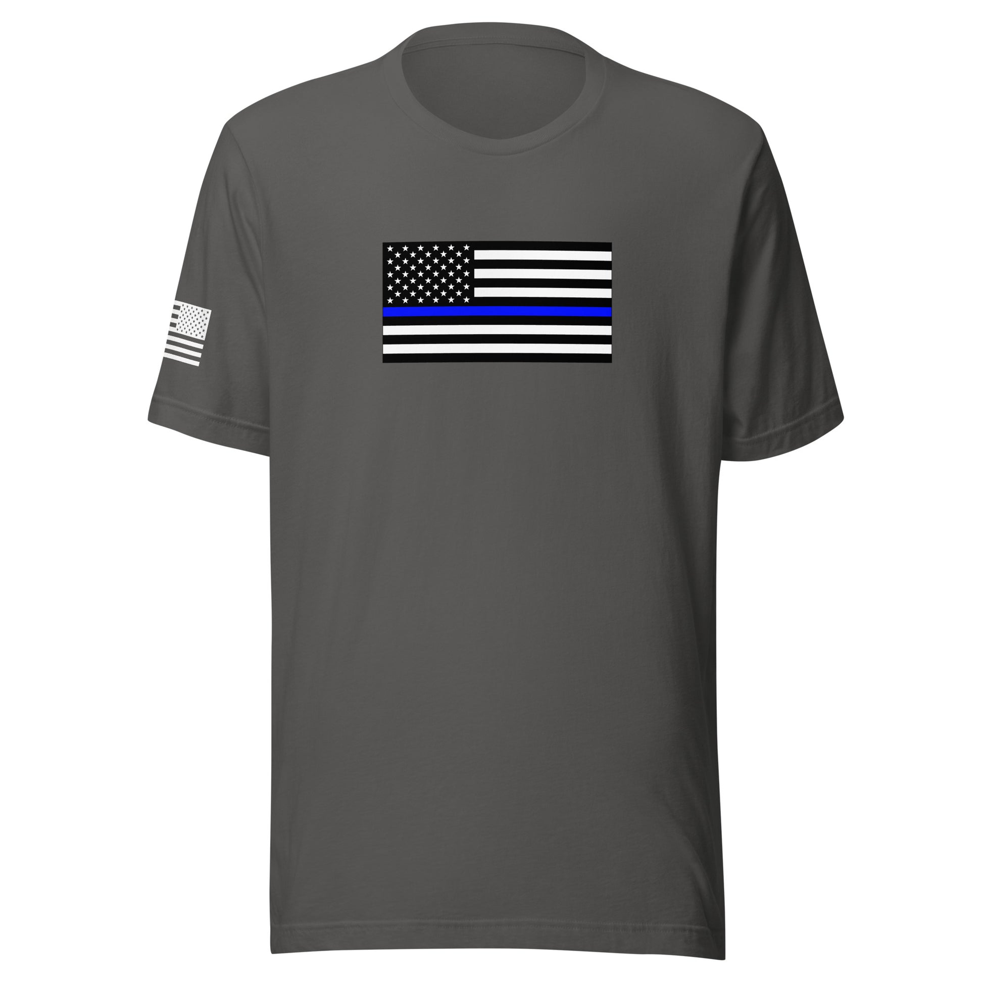 Thin Blue Line Flag | Short Sleeve Jersey T-Shirt | Bella + Canvas T-Shirt Gun Beaver Asphalt S 