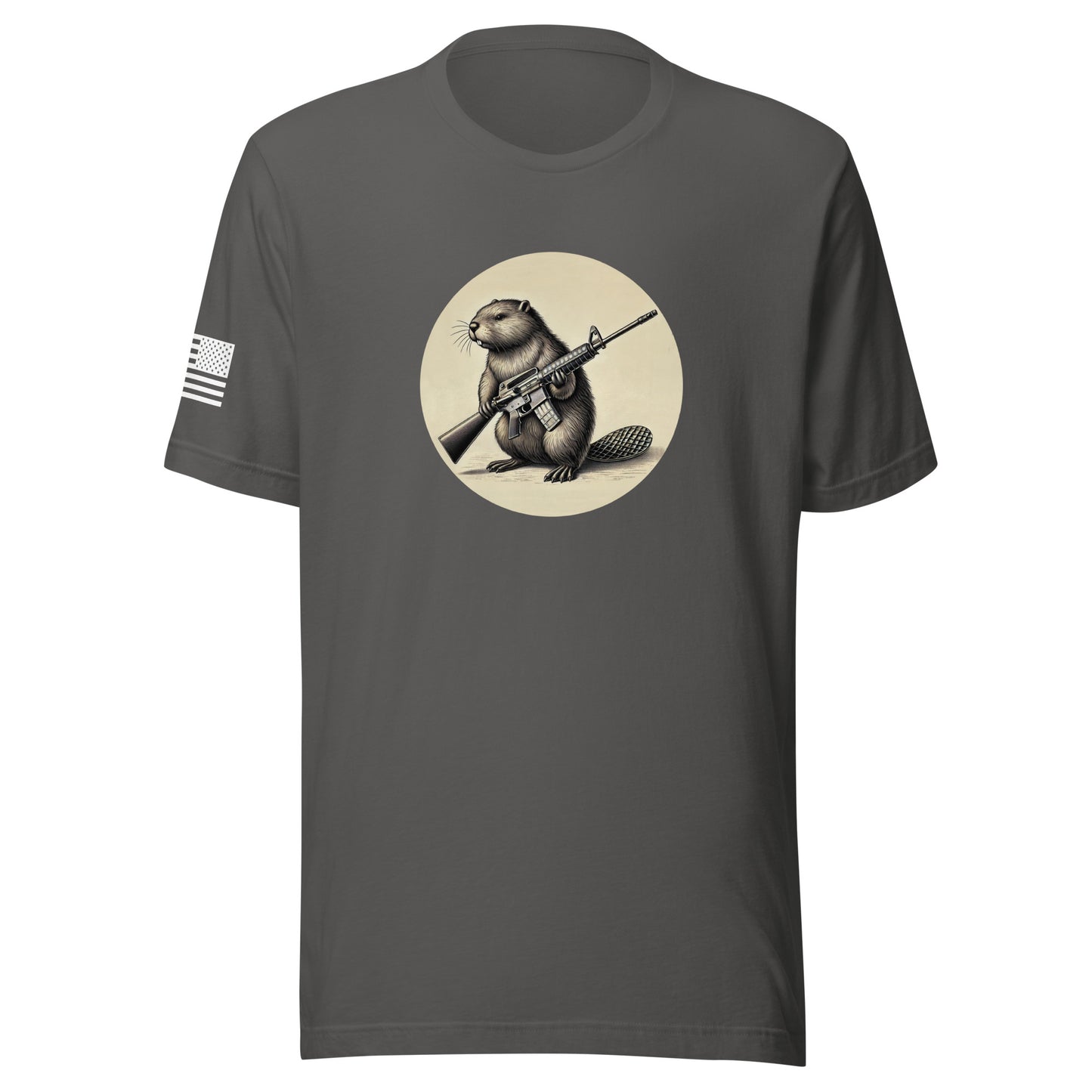 Strapped Beaver | Short Sleeve Jersey T-Shirt | Bella + Canvas T-Shirt Gun Beaver Asphalt S 