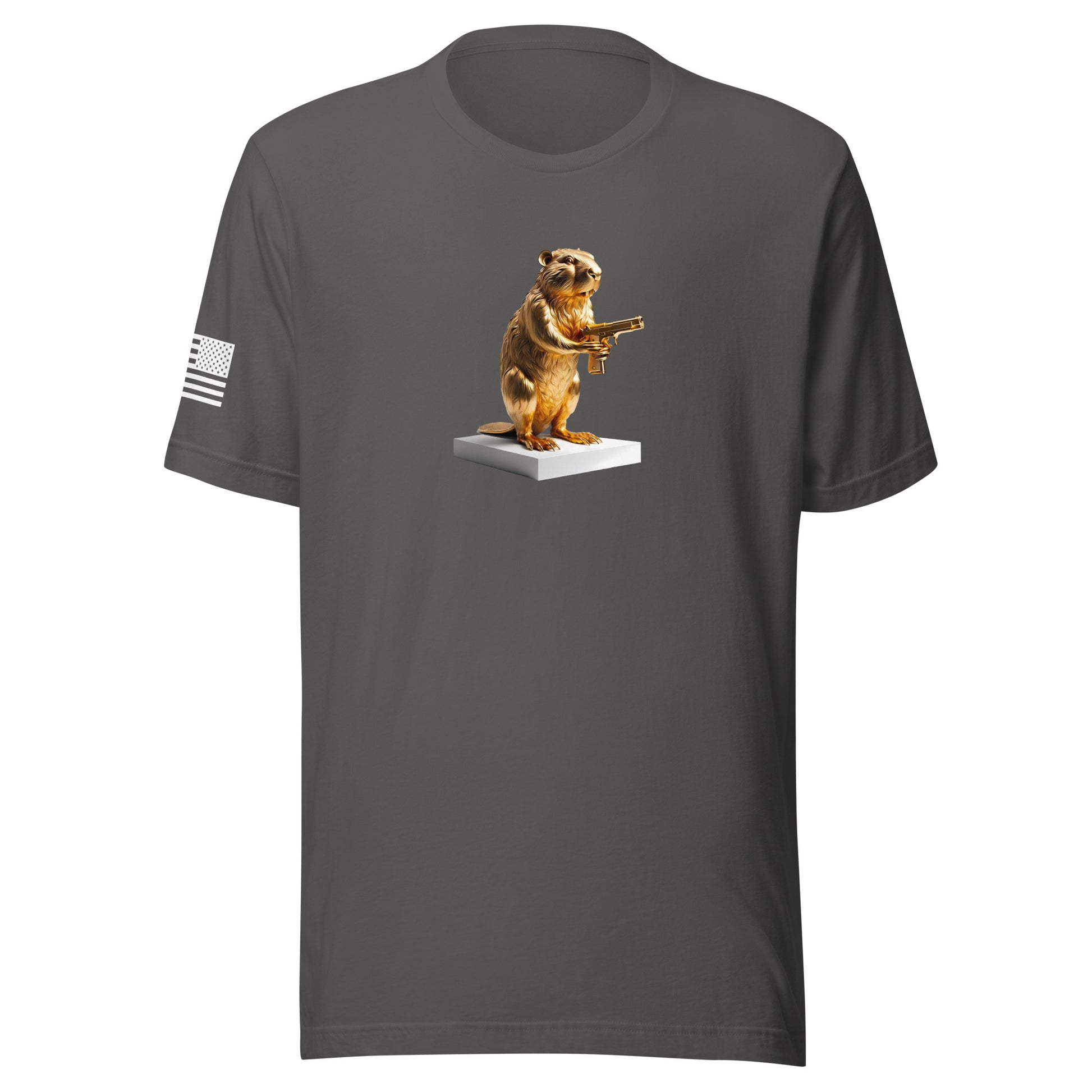 Golden Gun Beaver Trophy | Short Sleeve Jersey T-Shirt | Bella + Canvas T-Shirt Gun Beaver Asphalt S 