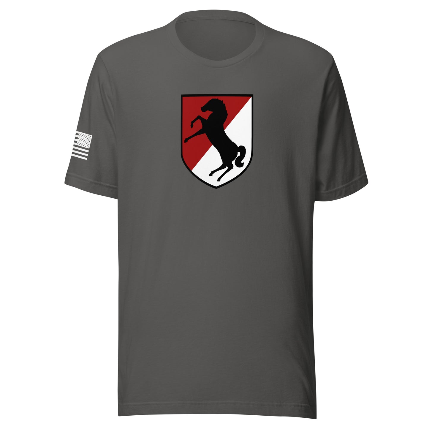 11th Armored Cavalry Regiment Insignia ("Blackhorse Regiment") | Short Sleeve Jersey T-Shirt | Bella + Canvas T-Shirt Gun Beaver Asphalt S 