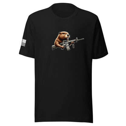 Gun Beaver Locked & Loaded | Short Sleeve Jersey T-Shirt | Bella + Canvas T-Shirt Gun Beaver Black S 