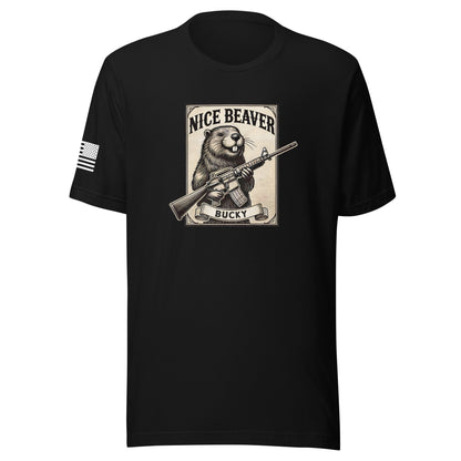 "Nice Beaver!" | Short Sleeve Jersey T-Shirt | Bella + Canvas T-Shirt Gun Beaver Black S 