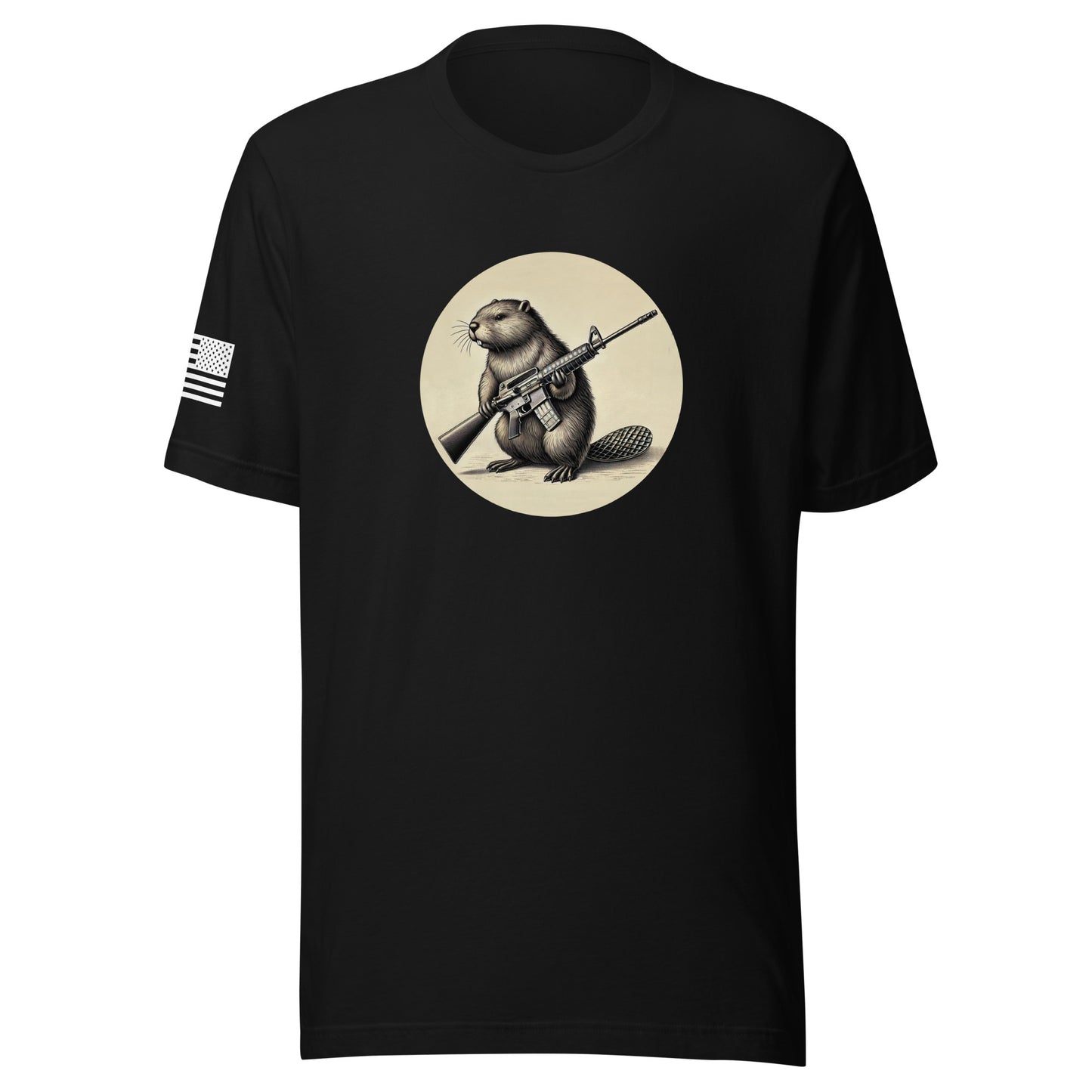 Strapped Beaver | Short Sleeve Jersey T-Shirt | Bella + Canvas T-Shirt Gun Beaver Black S 