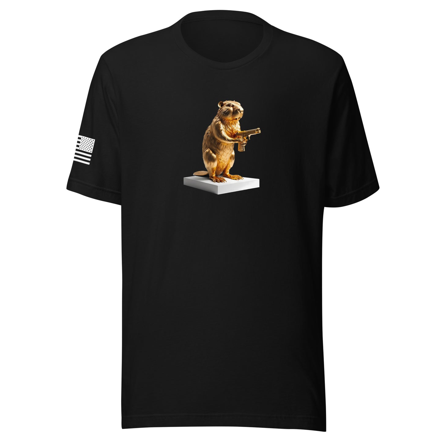 Golden Gun Beaver Trophy | Short Sleeve Jersey T-Shirt | Bella + Canvas T-Shirt Gun Beaver Black S 