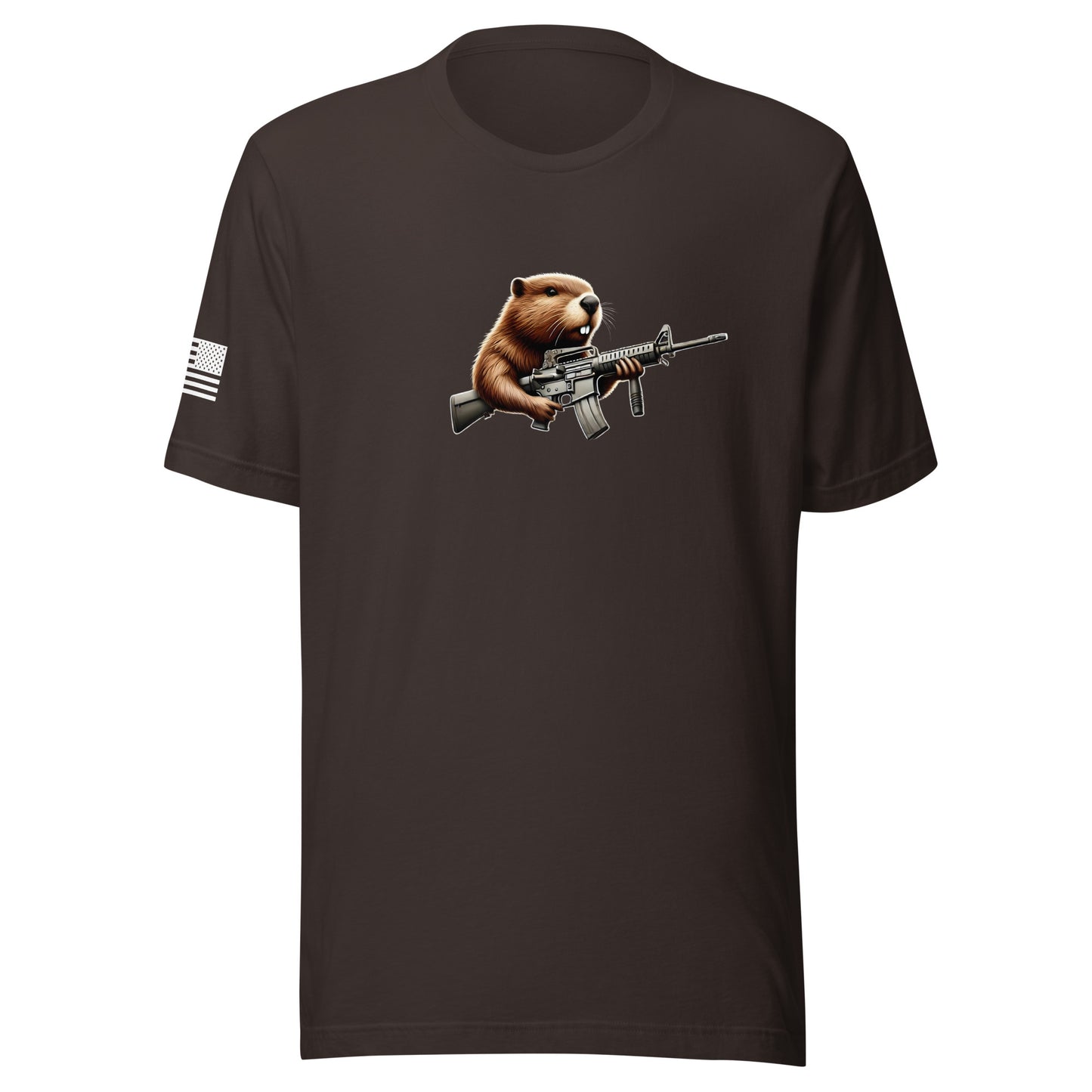 Gun Beaver Locked & Loaded | Short Sleeve Jersey T-Shirt | Bella + Canvas T-Shirt Gun Beaver Brown S 