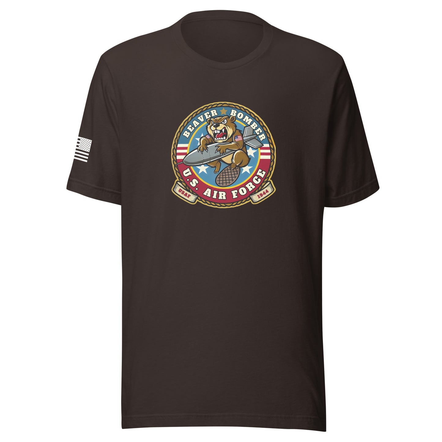 Gun Beaver Bomber Insignia | Short Sleave Jersey T-Shirt | Bella + Canvas T-Shirt Gun Beaver Brown S 