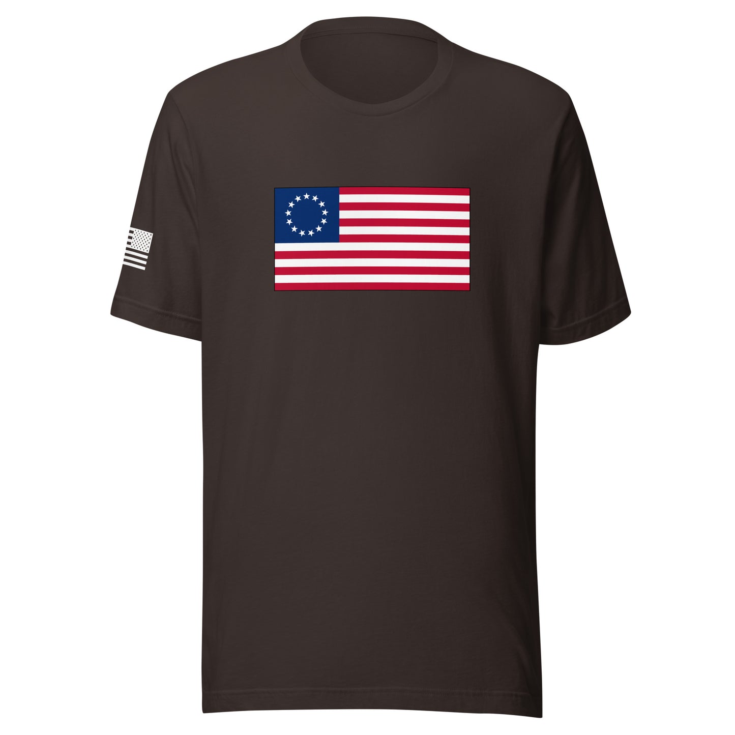 Betsy Ross Flag | Short Sleeve Jersey T-Shirt | Bella + Canvas T-Shirt Gun Beaver Brown S 