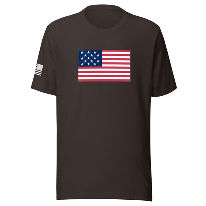 1812 Flag ("The Star-Spangled Banner") | Short Sleeve Jersey T-Shirt | Bella + Canvas T-Shirt Gun Beaver Brown S 