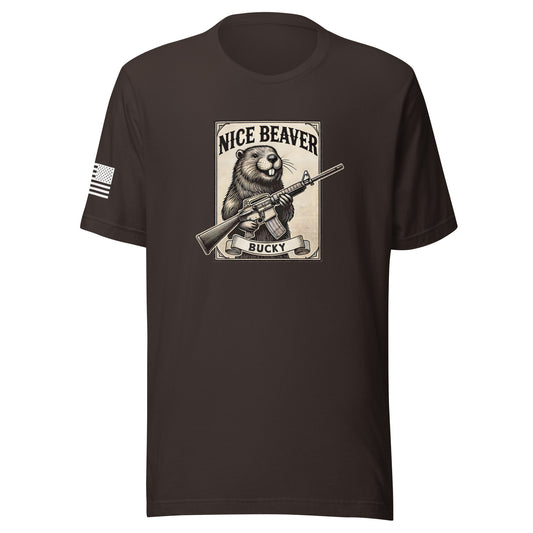 "Nice Beaver!" | Short Sleeve Jersey T-Shirt | Bella + Canvas T-Shirt Gun Beaver Brown S 