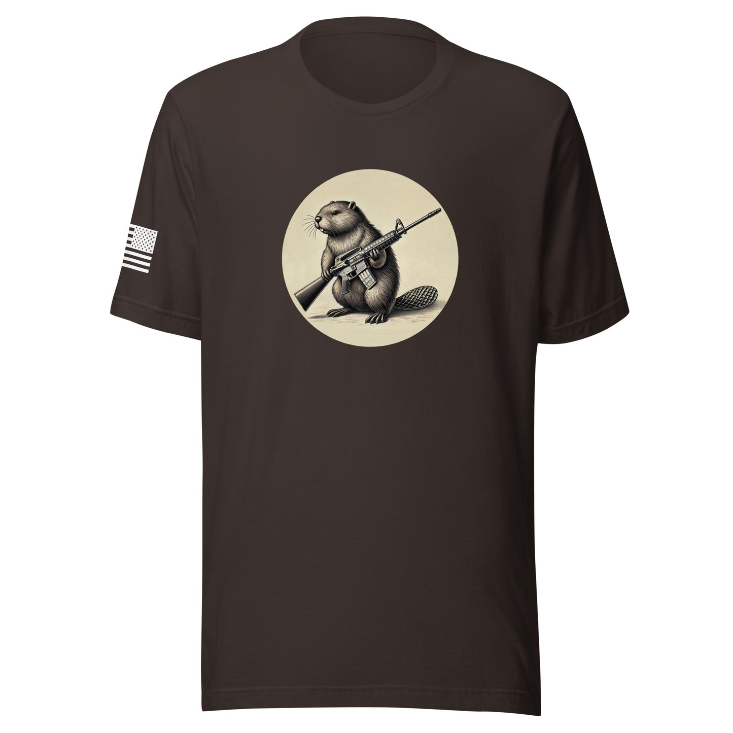 Strapped Beaver | Short Sleeve Jersey T-Shirt | Bella + Canvas T-Shirt Gun Beaver Brown S 