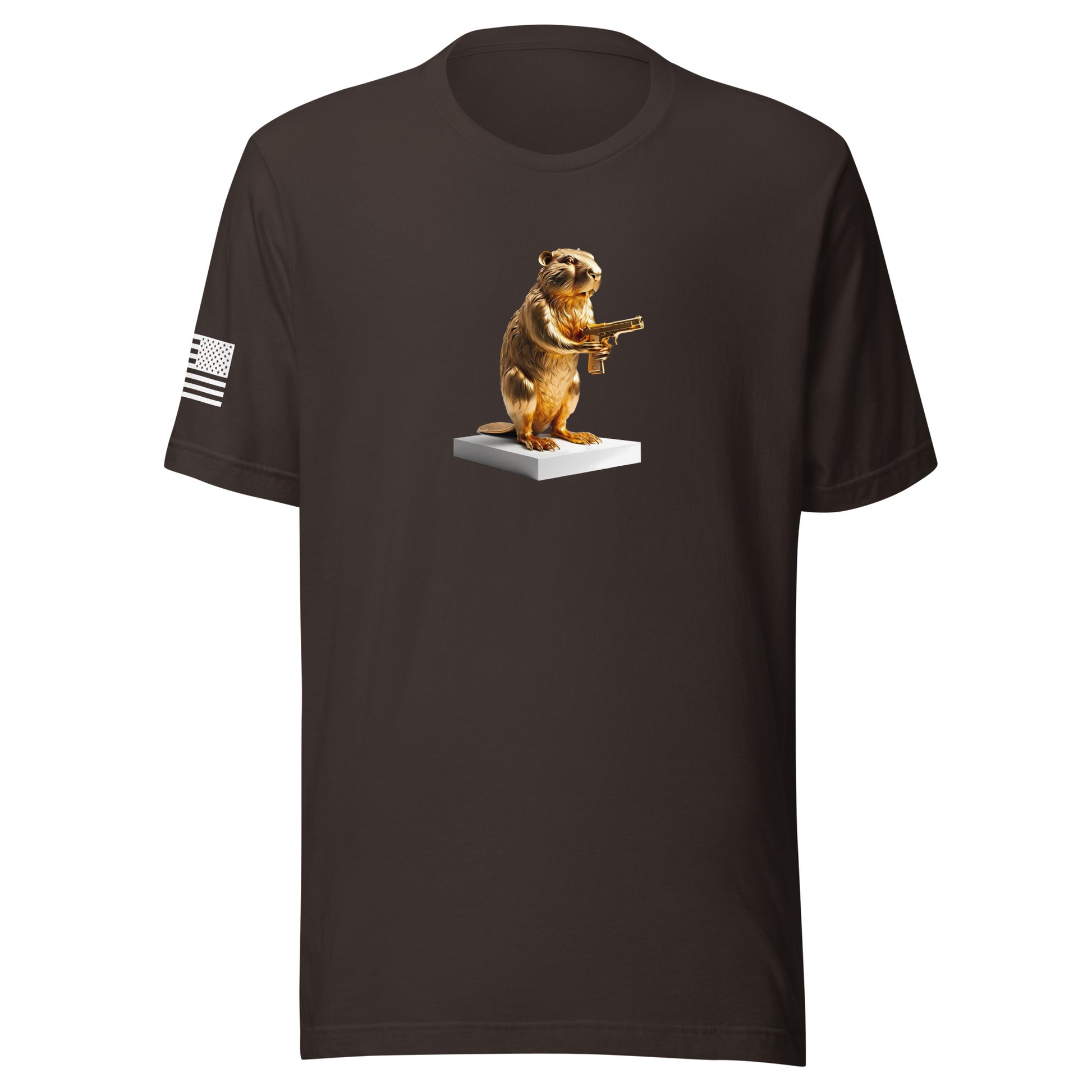 Golden Gun Beaver Trophy | Short Sleeve Jersey T-Shirt | Bella + Canvas T-Shirt Gun Beaver Brown S 