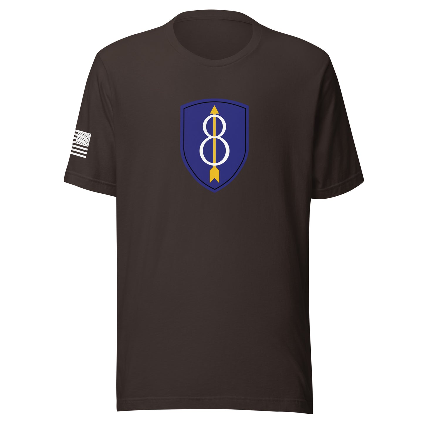 8th Infantry Division Insignia ("Pathfinder") | Short Sleeve Jersey T-Shirt | Bella + Canvas T-Shirt Gun Beaver Brown S 