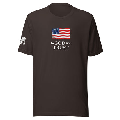 "In God We Trust" | Short Sleeve Jersey T-Shirt | Bella + Canvas T-Shirt Gun Beaver Brown S 