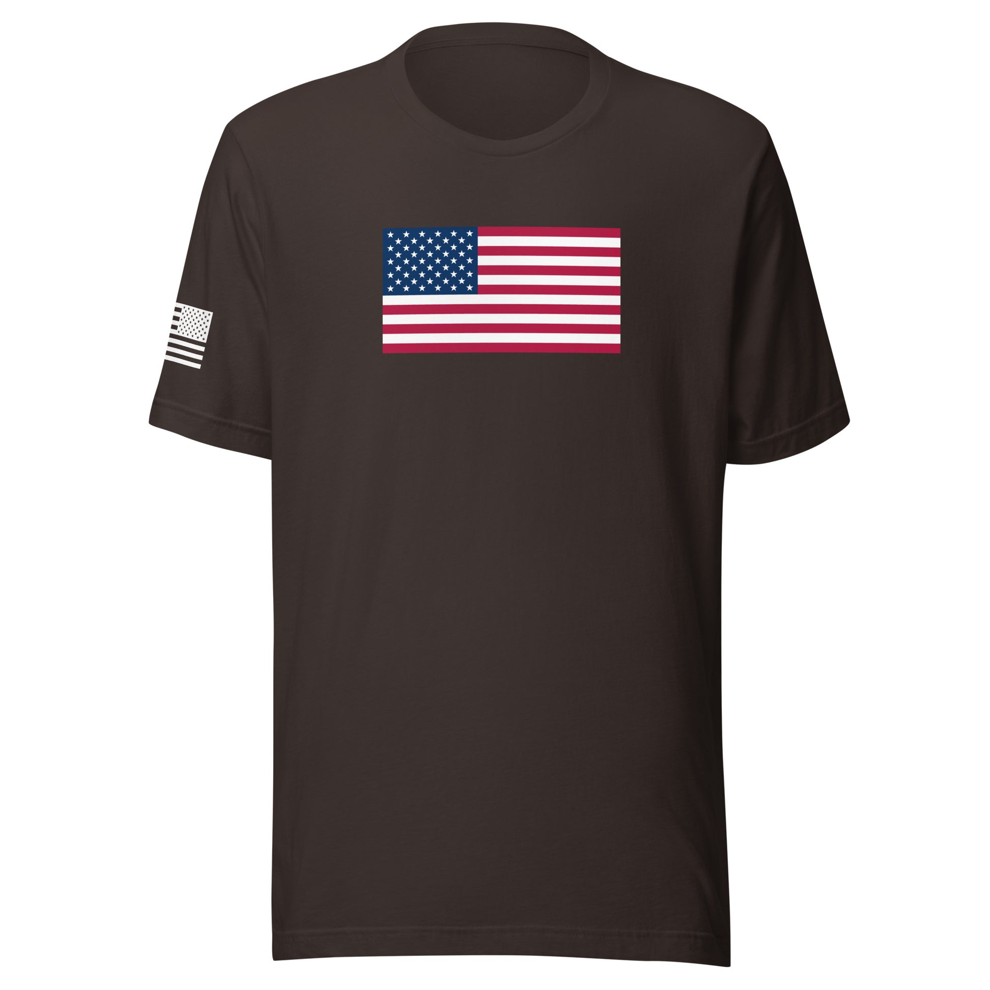 U.S. Flag | Short Sleeve Jersey T-Shirt | Bella + Canvas T-Shirt Gun Beaver Brown S 