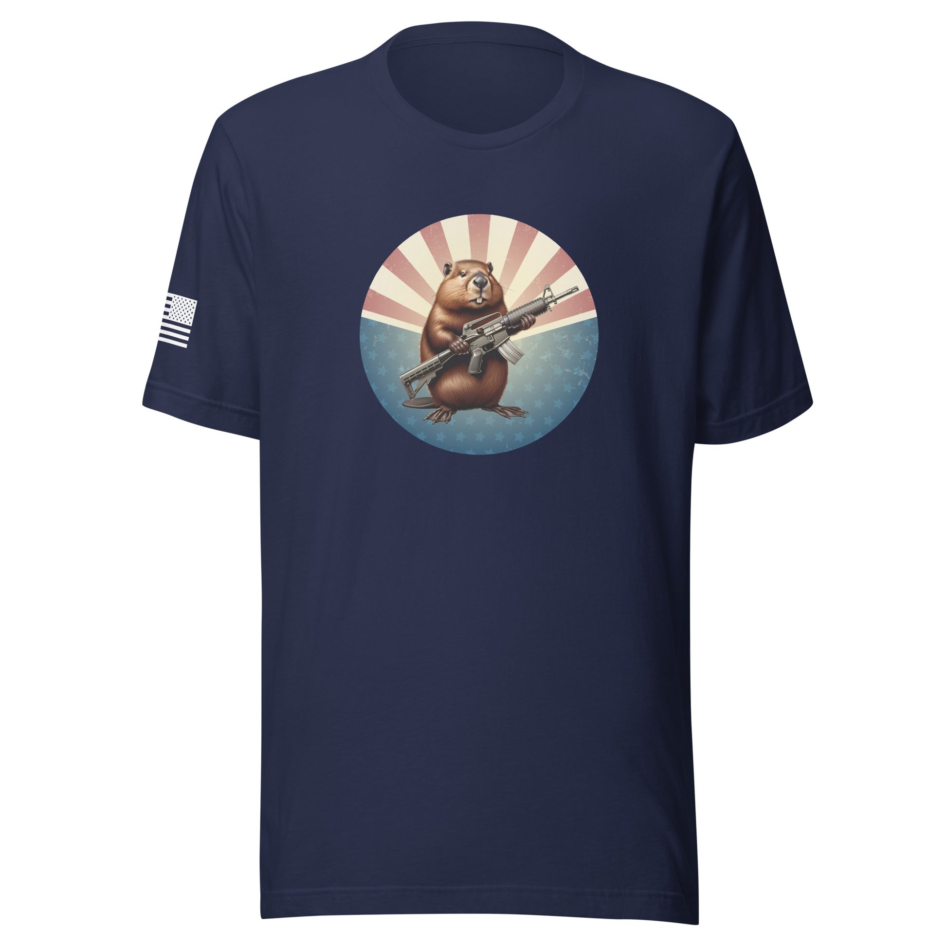 Gun Beaver Stars & Stripes | Short Sleeve Jersey T-Shirt | Bella + Canvas T-Shirt Gun Beaver Navy S 