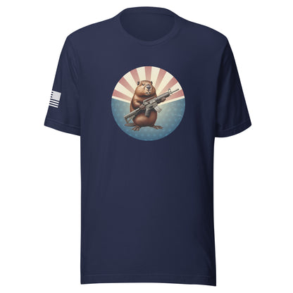 Gun Beaver Stars & Stripes | Short Sleeve Jersey T-Shirt | Bella + Canvas T-Shirt Gun Beaver Navy S 