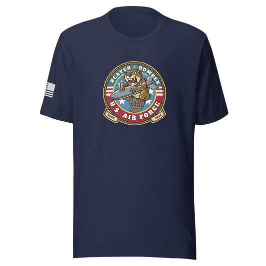 Gun Beaver Bomber Insignia | Short Sleave Jersey T-Shirt | Bella + Canvas T-Shirt Gun Beaver Navy S 