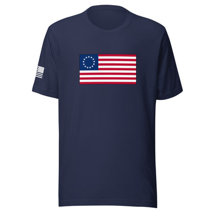 Betsy Ross Flag | Short Sleeve Jersey T-Shirt | Bella + Canvas T-Shirt Gun Beaver Navy S 