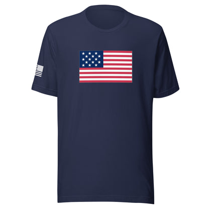 1812 Flag ("The Star-Spangled Banner") | Short Sleeve Jersey T-Shirt | Bella + Canvas T-Shirt Gun Beaver Navy S 