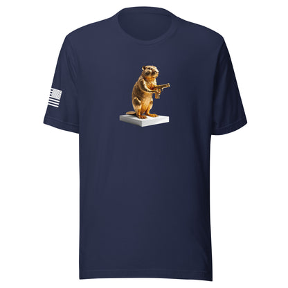 Golden Gun Beaver Trophy | Short Sleeve Jersey T-Shirt | Bella + Canvas T-Shirt Gun Beaver Navy S 