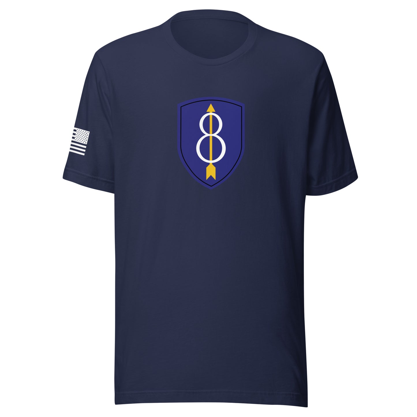 8th Infantry Division Insignia ("Pathfinder") | Short Sleeve Jersey T-Shirt | Bella + Canvas T-Shirt Gun Beaver Navy S 